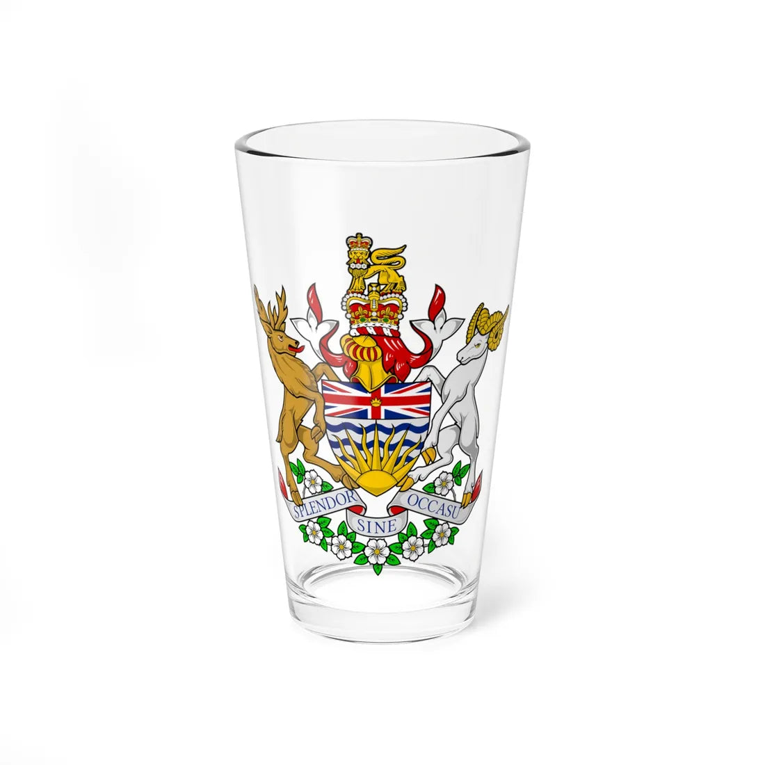 Coat of arms of British Columbia (Canada) (Coat of Arms) Pint Glass 16oz 16oz - Go Mug Yourself