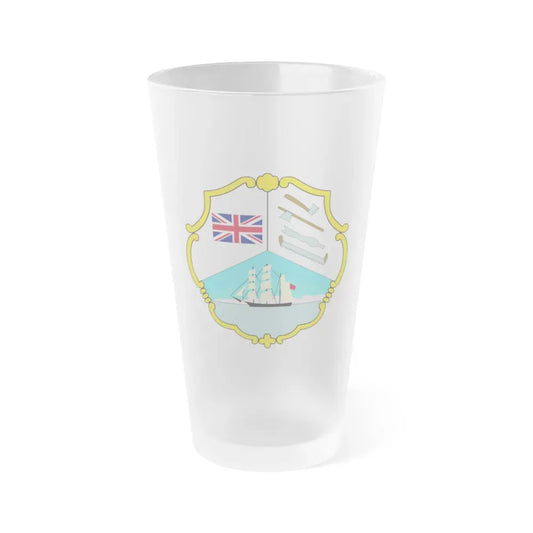 Coat of arms of British Honduras (1819-1907) - Frosted Pint Glass 16oz Default Title - Go Mug Yourself