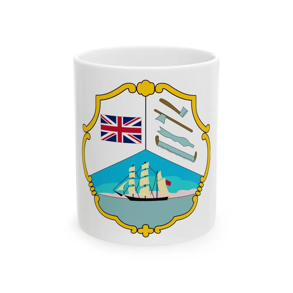 Coat of arms of British Honduras (1819-1907) - White Coffee Mug-11oz-Go Mug Yourself