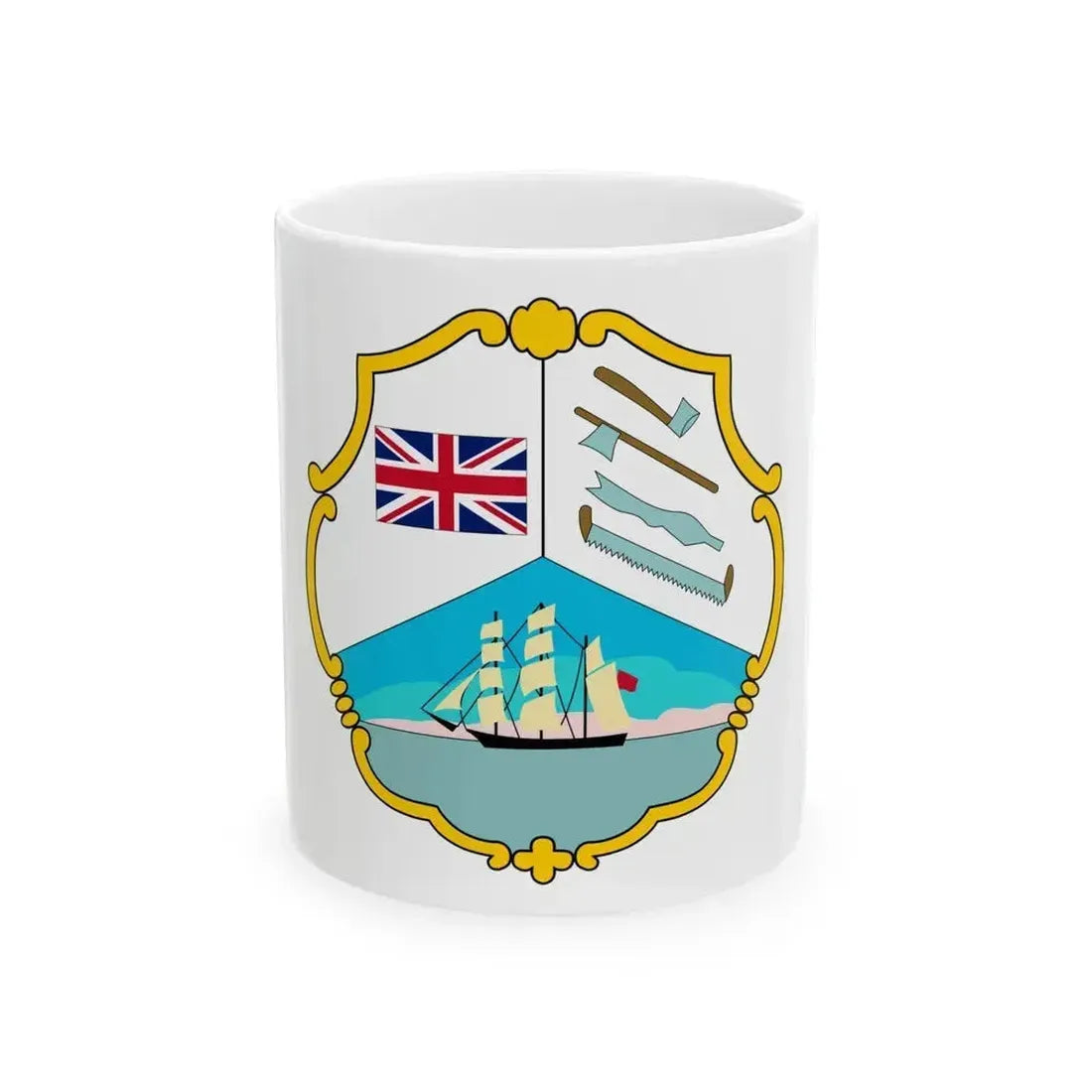Coat of arms of British Honduras (1819-1907) - White Coffee Mug 11oz - Go Mug Yourself