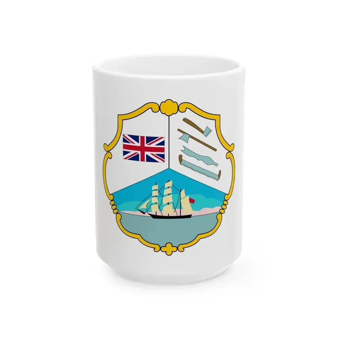 Coat of arms of British Honduras (1819-1907) - White Coffee Mug 15oz - Go Mug Yourself
