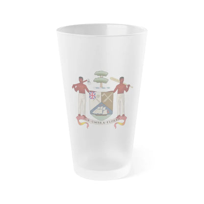 Coat of arms of British Honduras (1907-1967) - Frosted Pint Glass 16oz-Go Mug Yourself