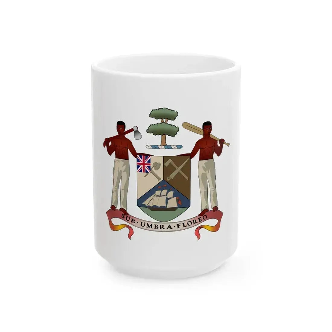 Coat of arms of British Honduras (1907-1967) - White Coffee Mug 15oz - Go Mug Yourself