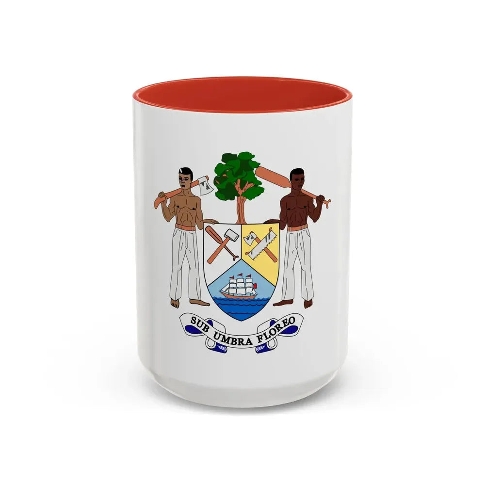 Coat of arms of British Honduras-Belize (1967-1981) - Accent Coffee Mug 15oz Red - Go Mug Yourself