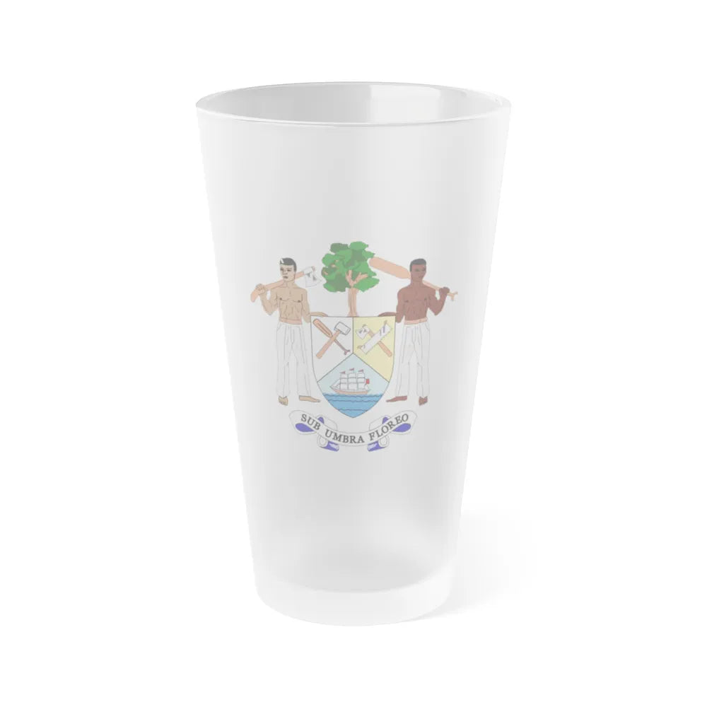 Coat of arms of British Honduras-Belize (1967-1981) - Frosted Pint Glass 16oz-Go Mug Yourself