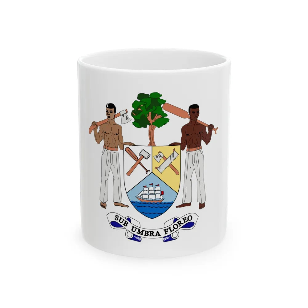 Coat of arms of British Honduras-Belize (1967-1981) - White Coffee Mug-11oz-Go Mug Yourself