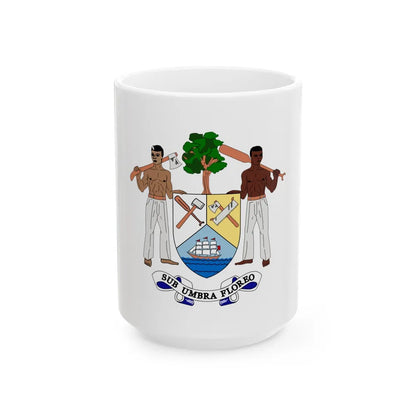 Coat of arms of British Honduras-Belize (1967-1981) - White Coffee Mug-15oz-Go Mug Yourself