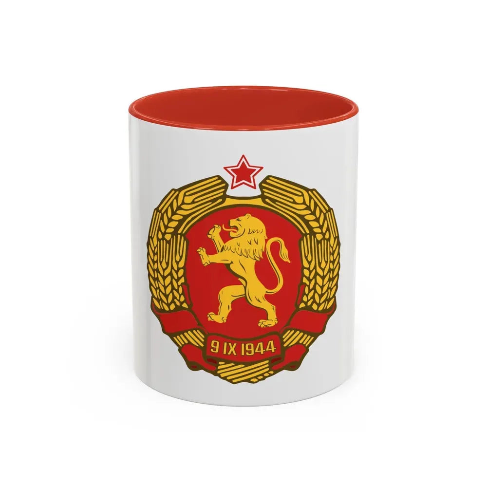 Coat of arms of Bulgaria (1948) - Accent Coffee Mug 11oz Red - Go Mug Yourself