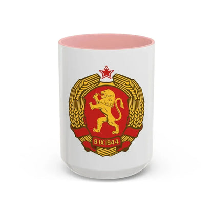 Coat of arms of Bulgaria (1948) - Accent Coffee Mug 15oz Pink - Go Mug Yourself