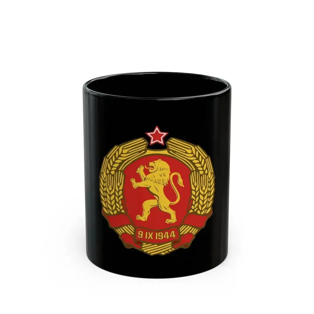 Coat of arms of Bulgaria (1948) - Black Coffee Mug 11oz - Go Mug Yourself