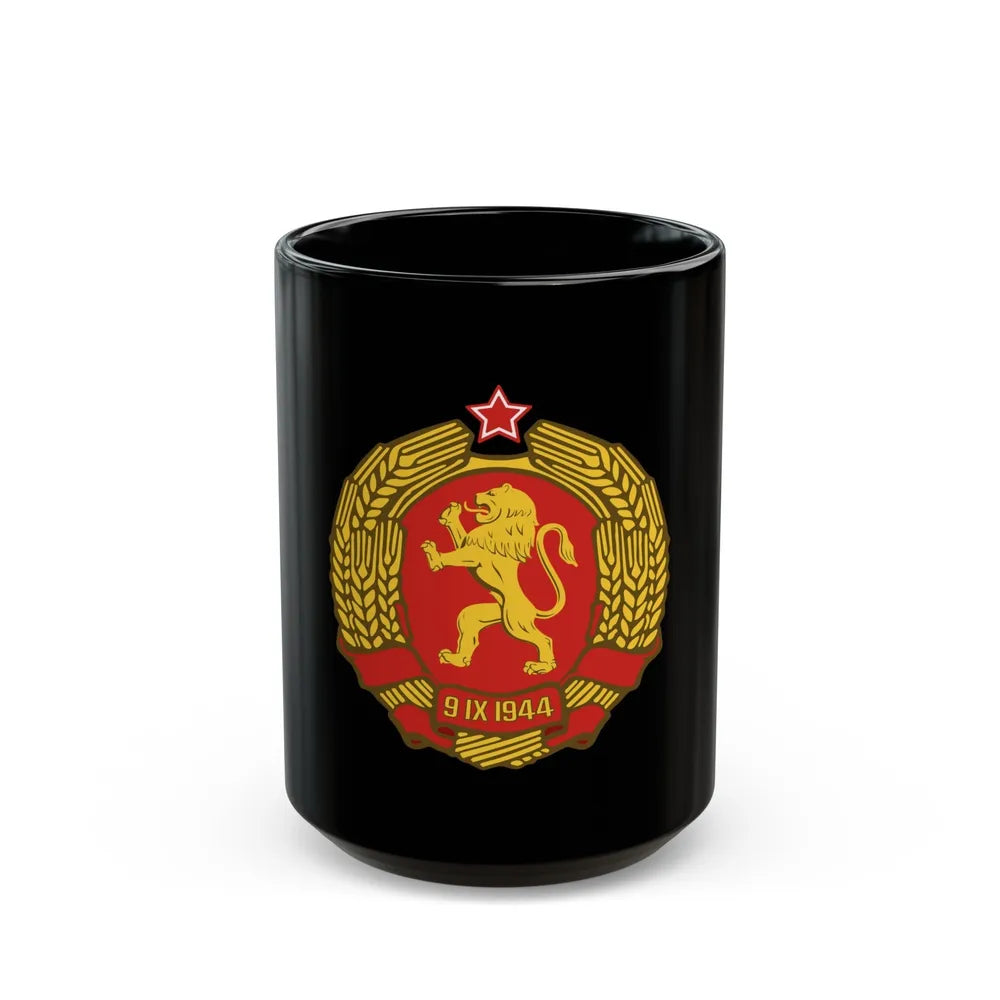 Coat of arms of Bulgaria (1948) - Black Coffee Mug-15oz-Go Mug Yourself