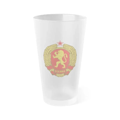 Coat of arms of Bulgaria (1948) - Frosted Pint Glass 16oz 16oz Frosted - Go Mug Yourself