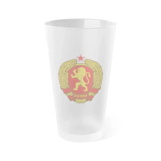 Coat of arms of Bulgaria (1948) - Frosted Pint Glass 16oz 16oz Frosted - Go Mug Yourself