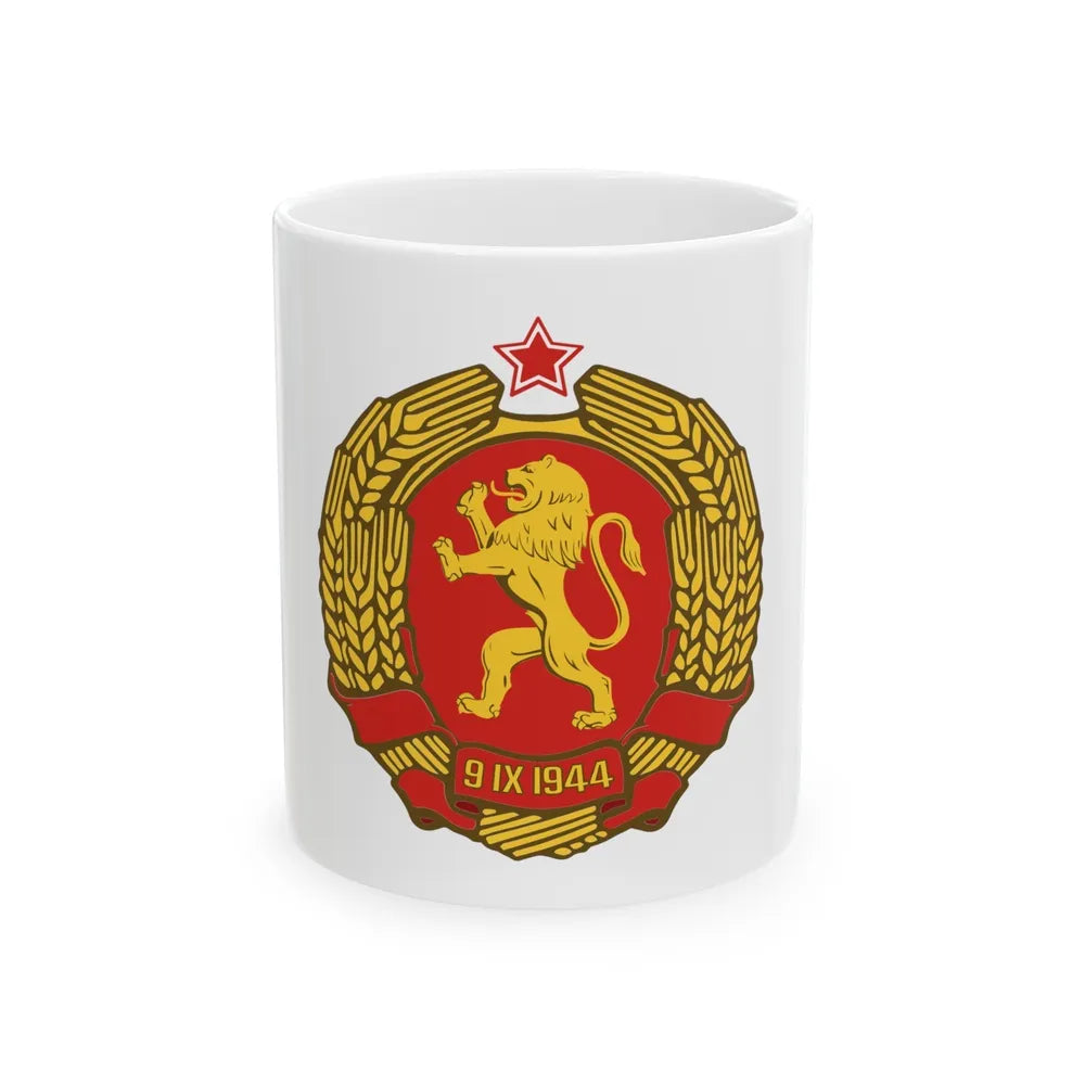 Coat of arms of Bulgaria (1948) - White Coffee Mug-11oz-Go Mug Yourself