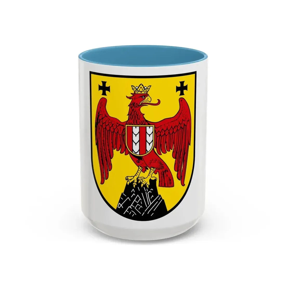 Coat of Arms of Burgenland Austria - Accent Coffee Mug 15oz Light Blue - Go Mug Yourself