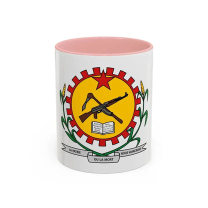 Coat of arms of Burkina Faso 1984-1991 - Accent Coffee Mug 11oz Pink - Go Mug Yourself
