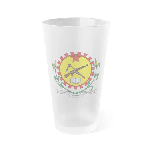 Coat of arms of Burkina Faso 1984-1991 - Frosted Pint Glass 16oz Default Title - Go Mug Yourself