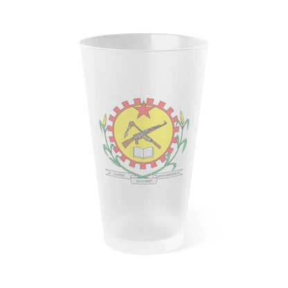 Coat of arms of Burkina Faso 1984-1991 - Frosted Pint Glass 16oz-Go Mug Yourself