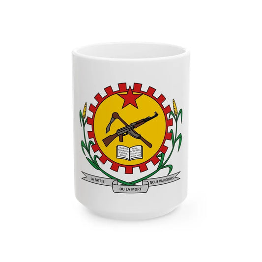 Coat of arms of Burkina Faso 1984-1991 - White Coffee Mug-15oz-Go Mug Yourself