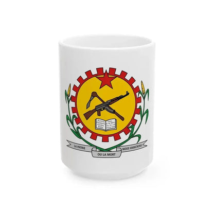 Coat of arms of Burkina Faso 1984-1991 - White Coffee Mug 15oz - Go Mug Yourself