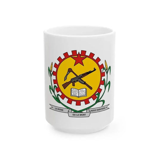 Coat of arms of Burkina Faso 1984-1991 - White Coffee Mug 15oz - Go Mug Yourself