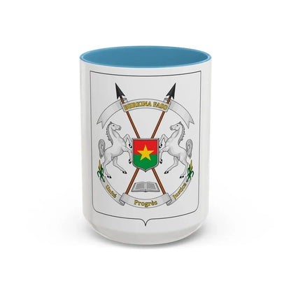 Coat of arms of Burkina Faso - Accent Coffee Mug 15oz Light Blue - Go Mug Yourself