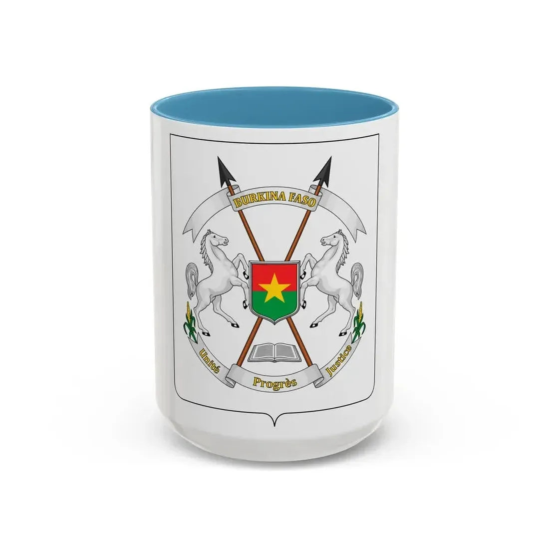 Coat of arms of Burkina Faso - Accent Coffee Mug 15oz Light Blue - Go Mug Yourself