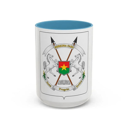 Coat of arms of Burkina Faso - Accent Coffee Mug 15oz Light Blue - Go Mug Yourself