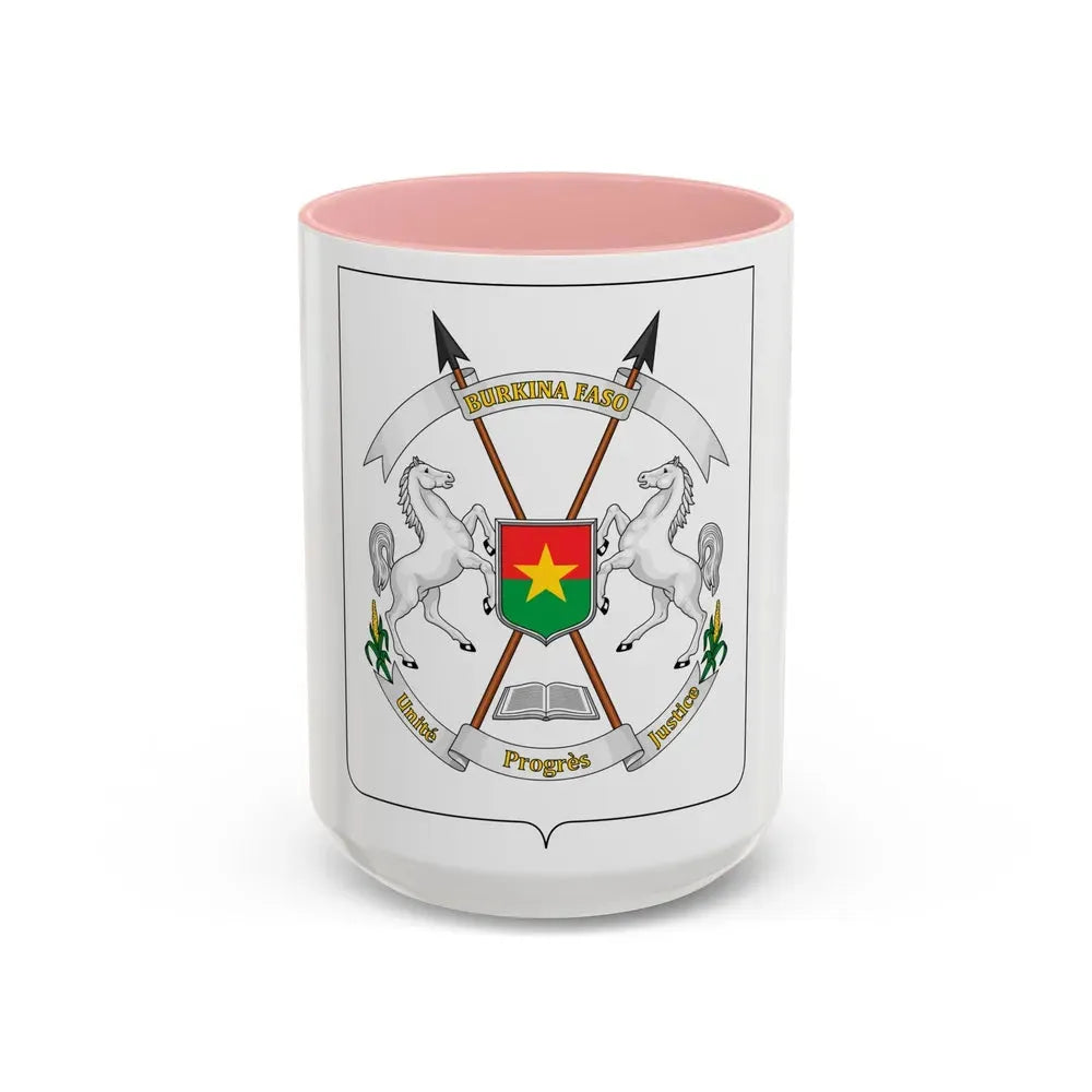 Coat of arms of Burkina Faso - Accent Coffee Mug 15oz Pink - Go Mug Yourself