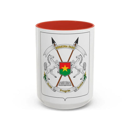 Coat of arms of Burkina Faso - Accent Coffee Mug 15oz Red - Go Mug Yourself