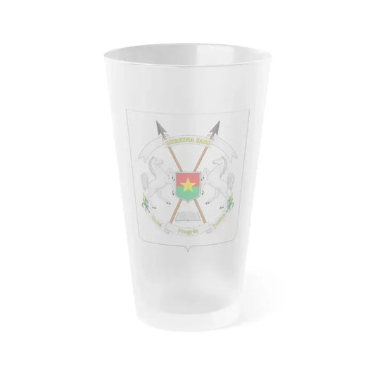 Coat of arms of Burkina Faso - Frosted Pint Glass 16oz 16oz Frosted - Go Mug Yourself