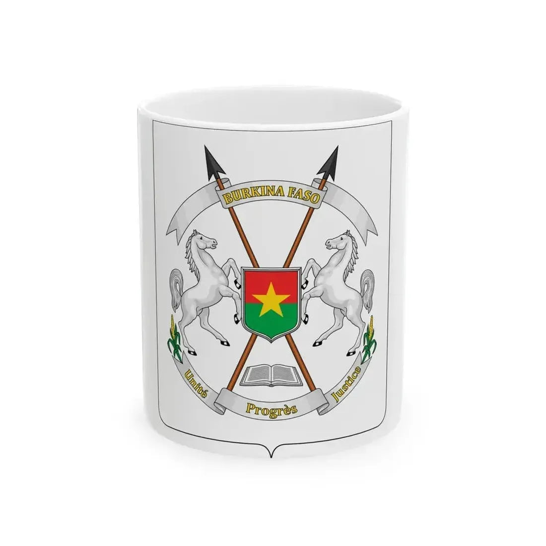 Coat of arms of Burkina Faso - White Coffee Mug 11oz - Go Mug Yourself
