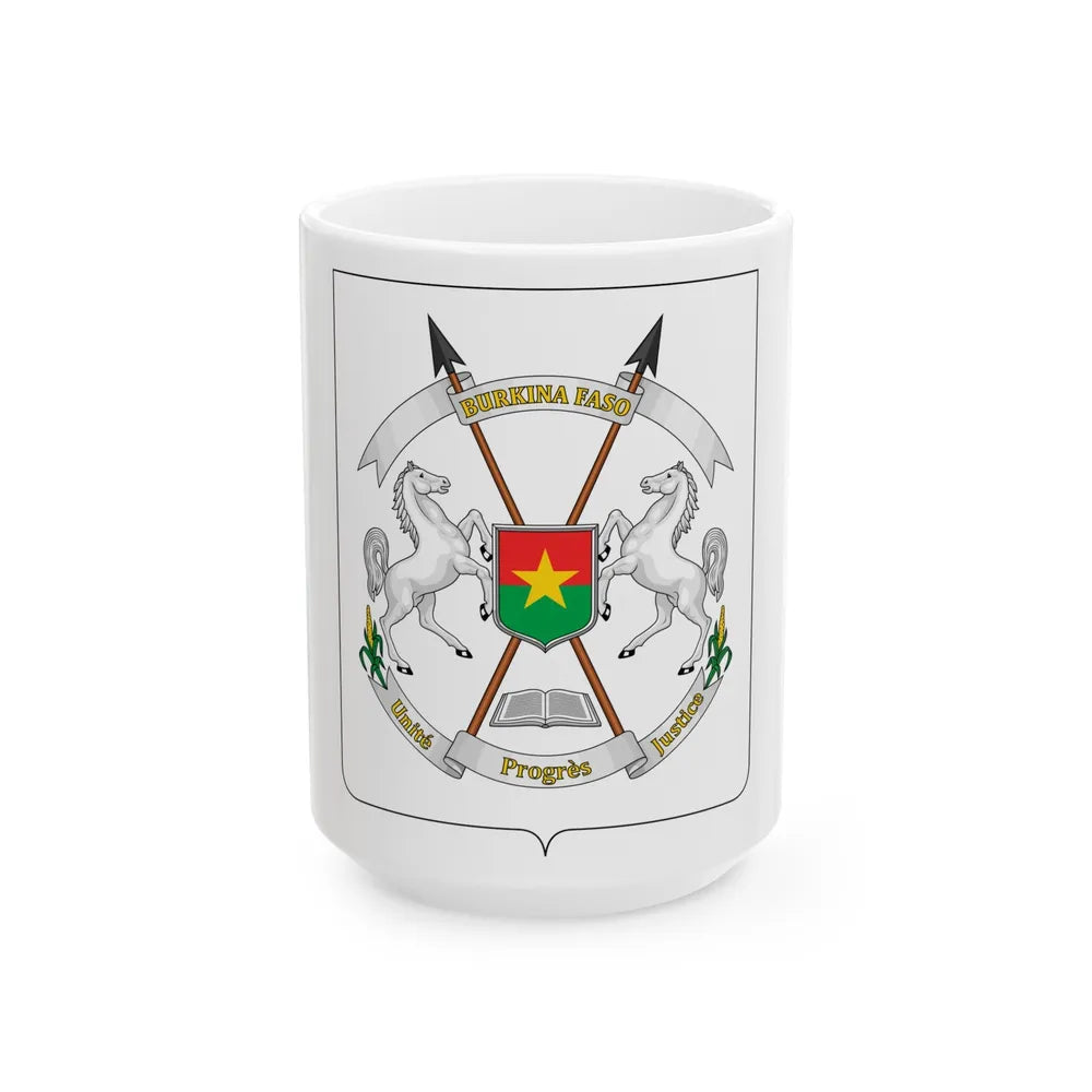 Coat of arms of Burkina Faso - White Coffee Mug-15oz-Go Mug Yourself