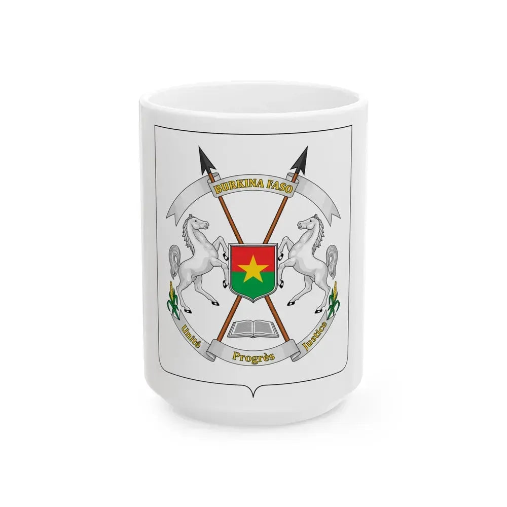 Coat of arms of Burkina Faso - White Coffee Mug 15oz - Go Mug Yourself