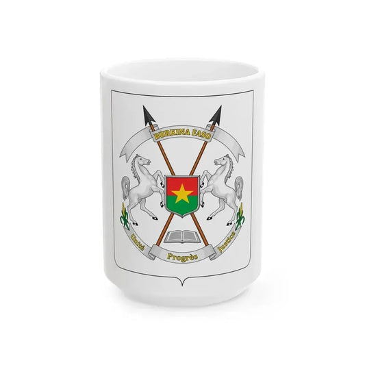 Coat of arms of Burkina Faso - White Coffee Mug 15oz - Go Mug Yourself