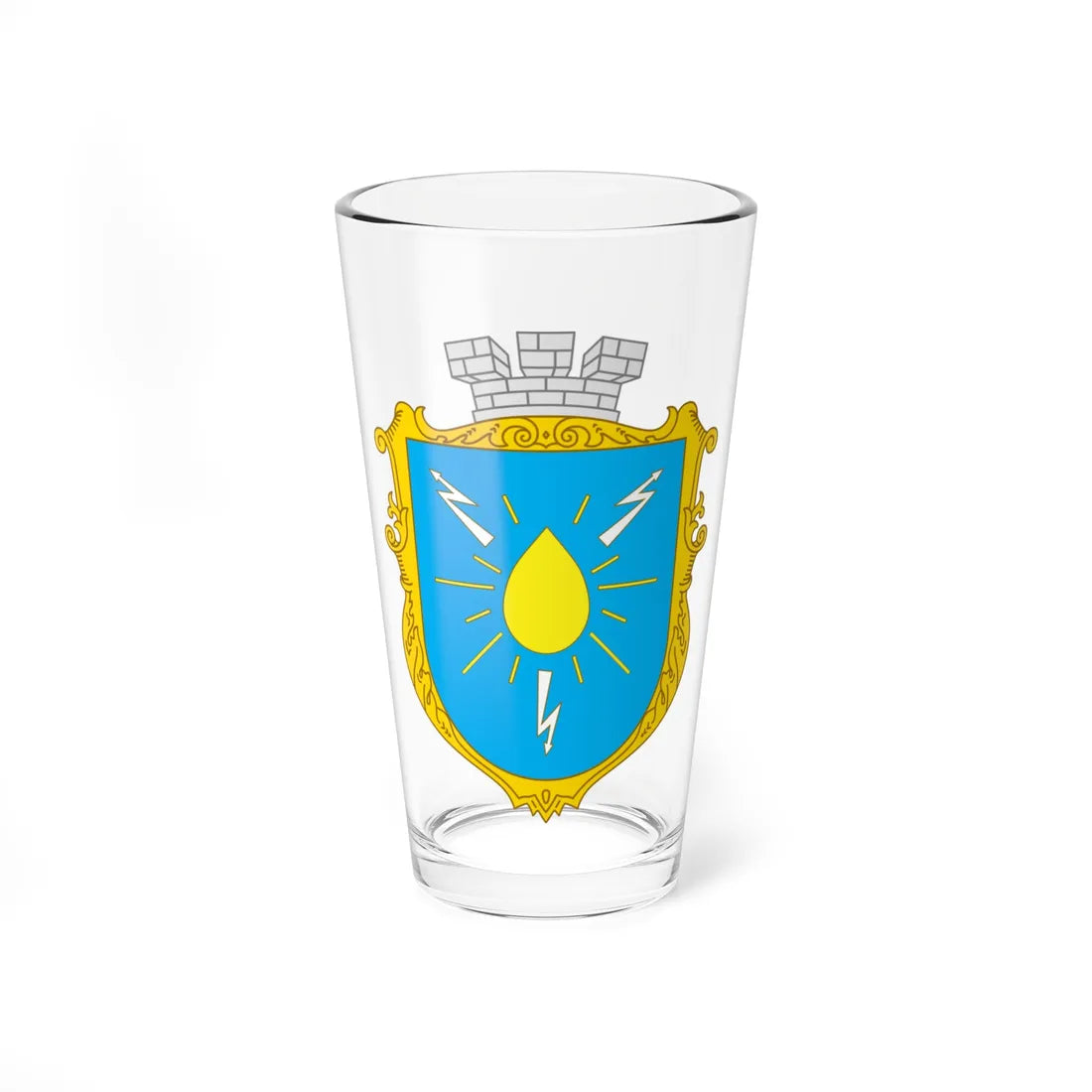 Coat of Arms of Burshtyn 2003-2013 (Ukraine) (Coat of Arms) Pint Glass 16oz 16oz - Go Mug Yourself