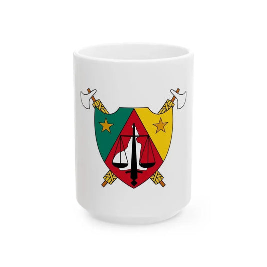 Coat of Arms of Cameroon (1960-1961) - White Coffee Mug 15oz - Go Mug Yourself