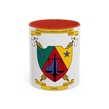 Coat of Arms of Cameroon (1961-1975) - Accent Coffee Mug 11oz Red - Go Mug Yourself