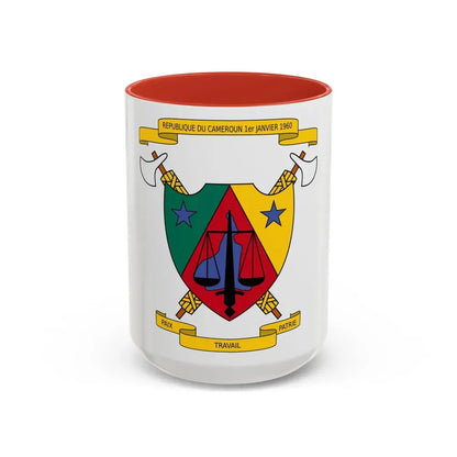 Coat of Arms of Cameroon (1961-1975) - Accent Coffee Mug 15oz Red - Go Mug Yourself