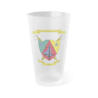 Coat of Arms of Cameroon (1961-1975) - Frosted Pint Glass 16oz-Go Mug Yourself