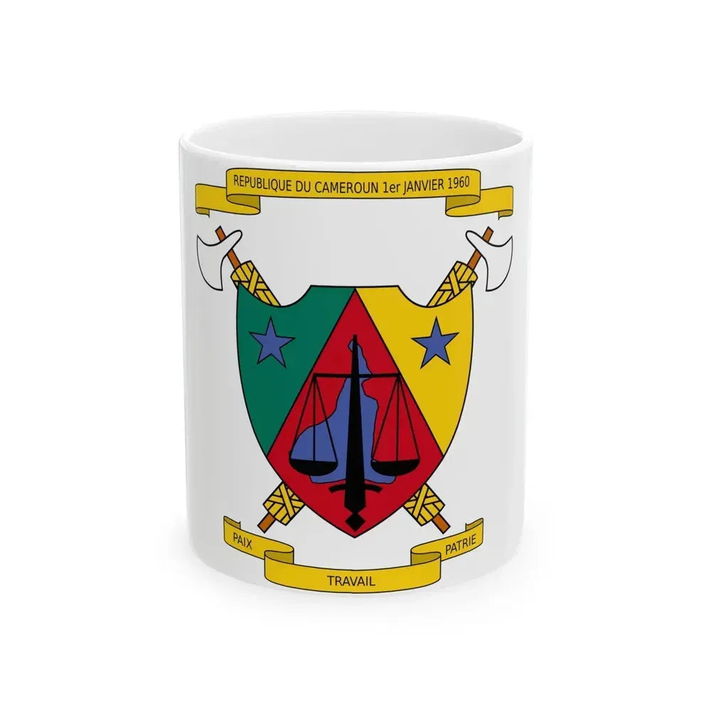 Coat of Arms of Cameroon (1961-1975) - White Coffee Mug 11oz - Go Mug Yourself
