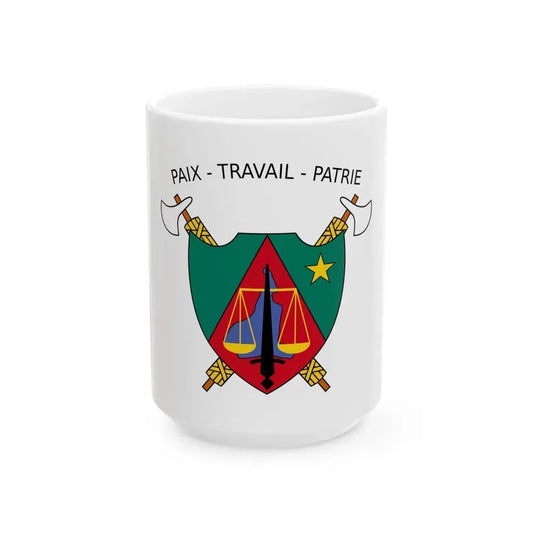 Coat of Arms of Cameroon (1975-1986) - White Coffee Mug 15oz - Go Mug Yourself