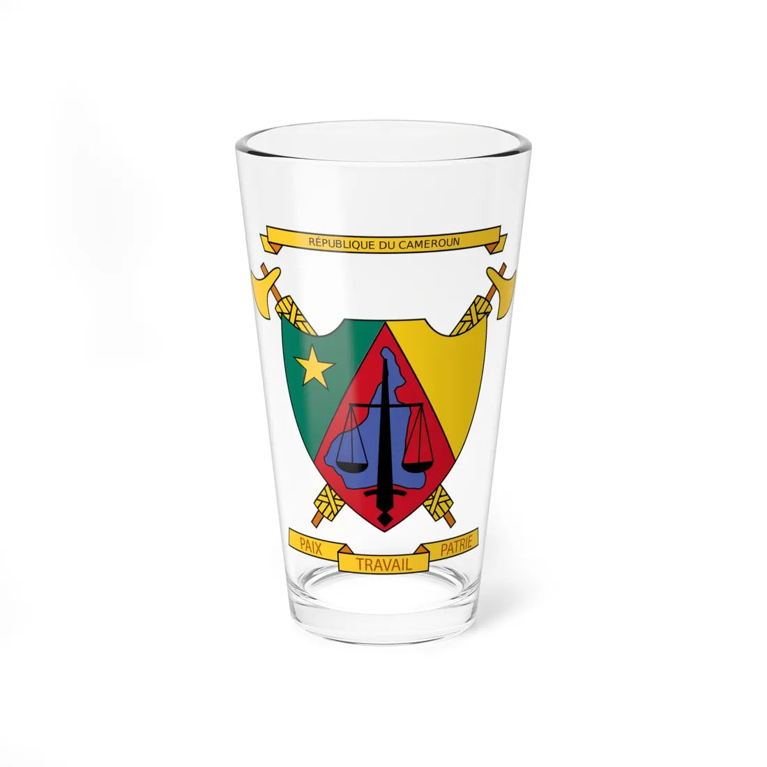 Coat of arms of Cameroon 1984-1986 (Cameroon) (Coat of Arms) Pint Glass 16oz 16oz - Go Mug Yourself