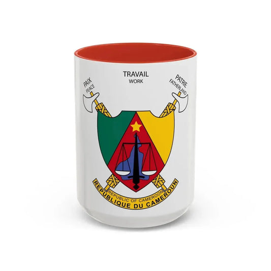 Coat of arms of Cameroon - Accent Coffee Mug 15oz Red - Go Mug Yourself