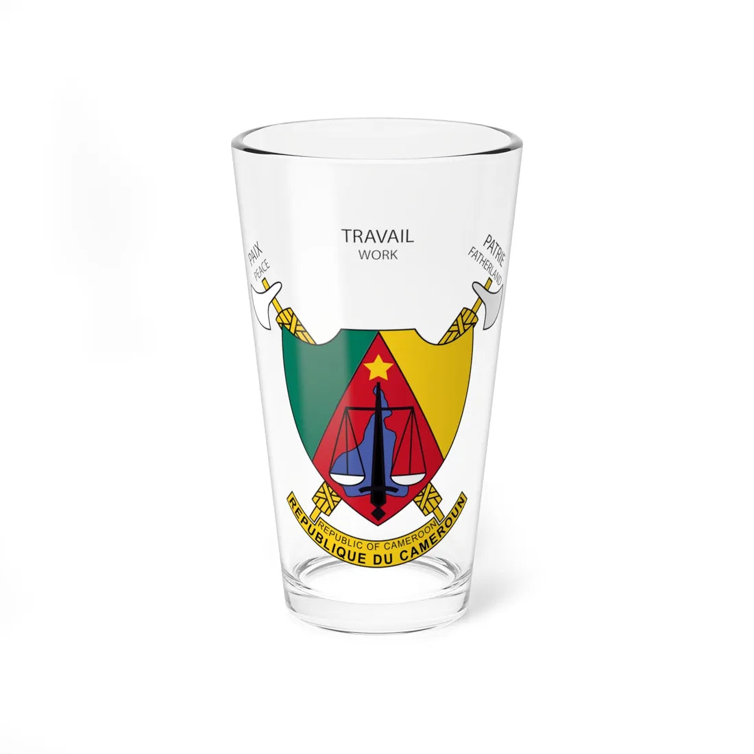 Coat of arms of Cameroon (Cameroon) (Coat of Arms) Pint Glass 16oz 16oz - Go Mug Yourself