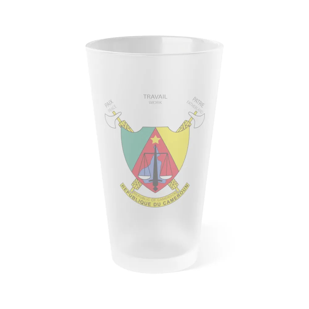 Coat of arms of Cameroon - Frosted Pint Glass 16oz-Go Mug Yourself