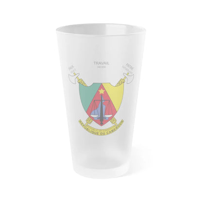 Coat of arms of Cameroon - Frosted Pint Glass 16oz-Go Mug Yourself