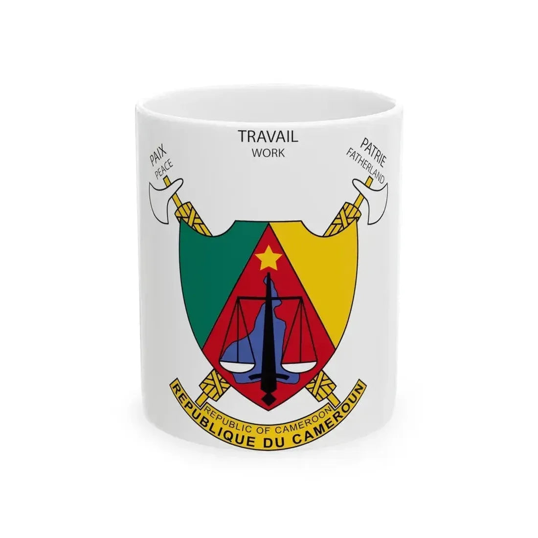Coat of arms of Cameroon - White Coffee Mug 11oz - Go Mug Yourself