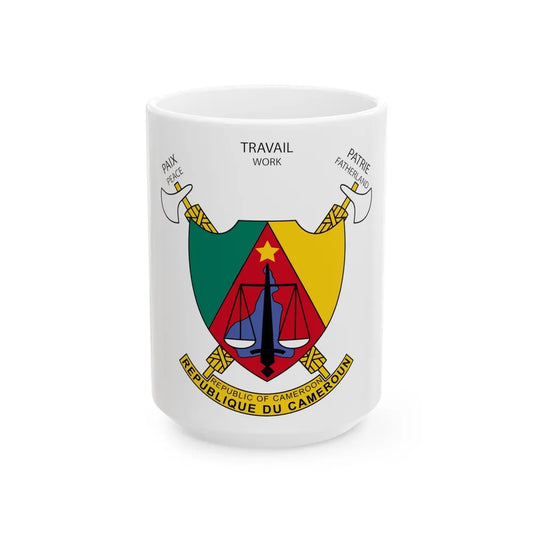 Coat of arms of Cameroon - White Coffee Mug-15oz-Go Mug Yourself