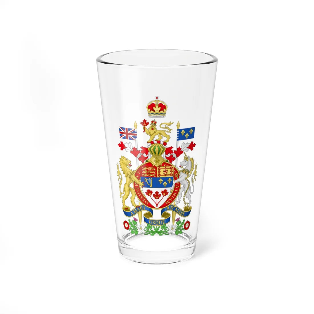 Coat of arms of Canada Canadian Royal Crown (Canada) (Coat of Arms) Pint Glass 16oz 16oz - Go Mug Yourself